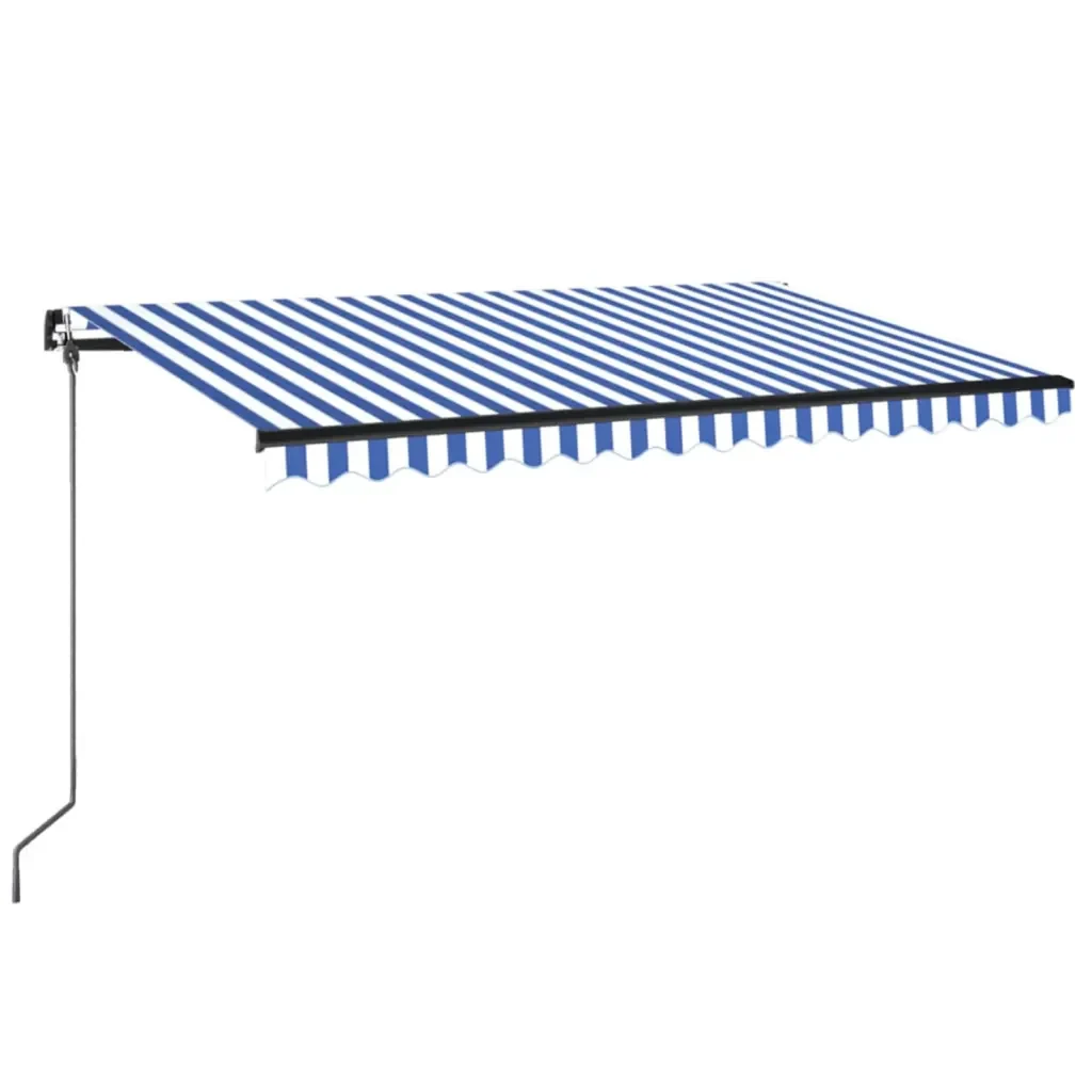 Tenda da Sole Retrattile Manuale 400x300 cm Blu e Bianca - Image 2