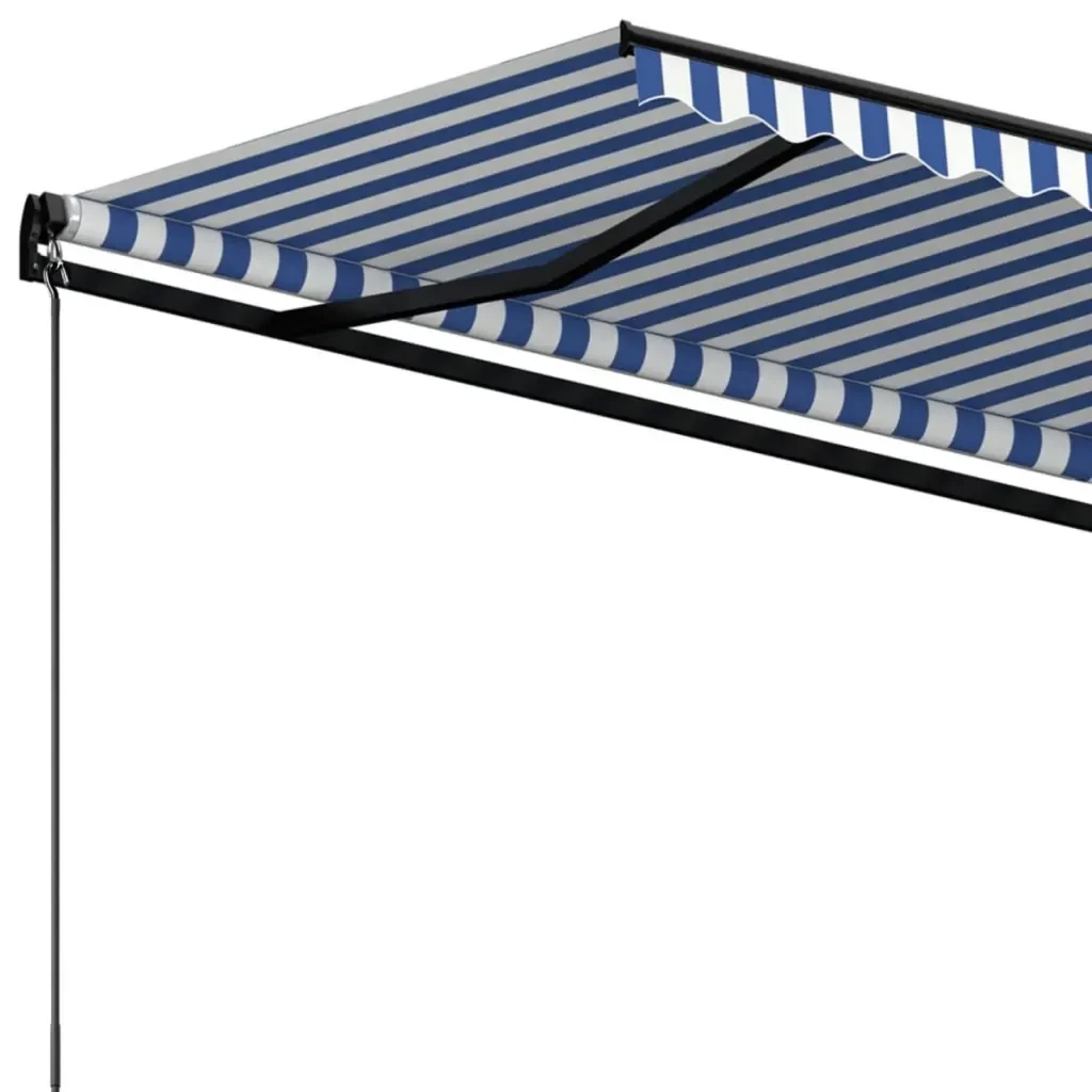 Tenda da Sole Retrattile Manuale 400x300 cm Blu e Bianca - Image 4