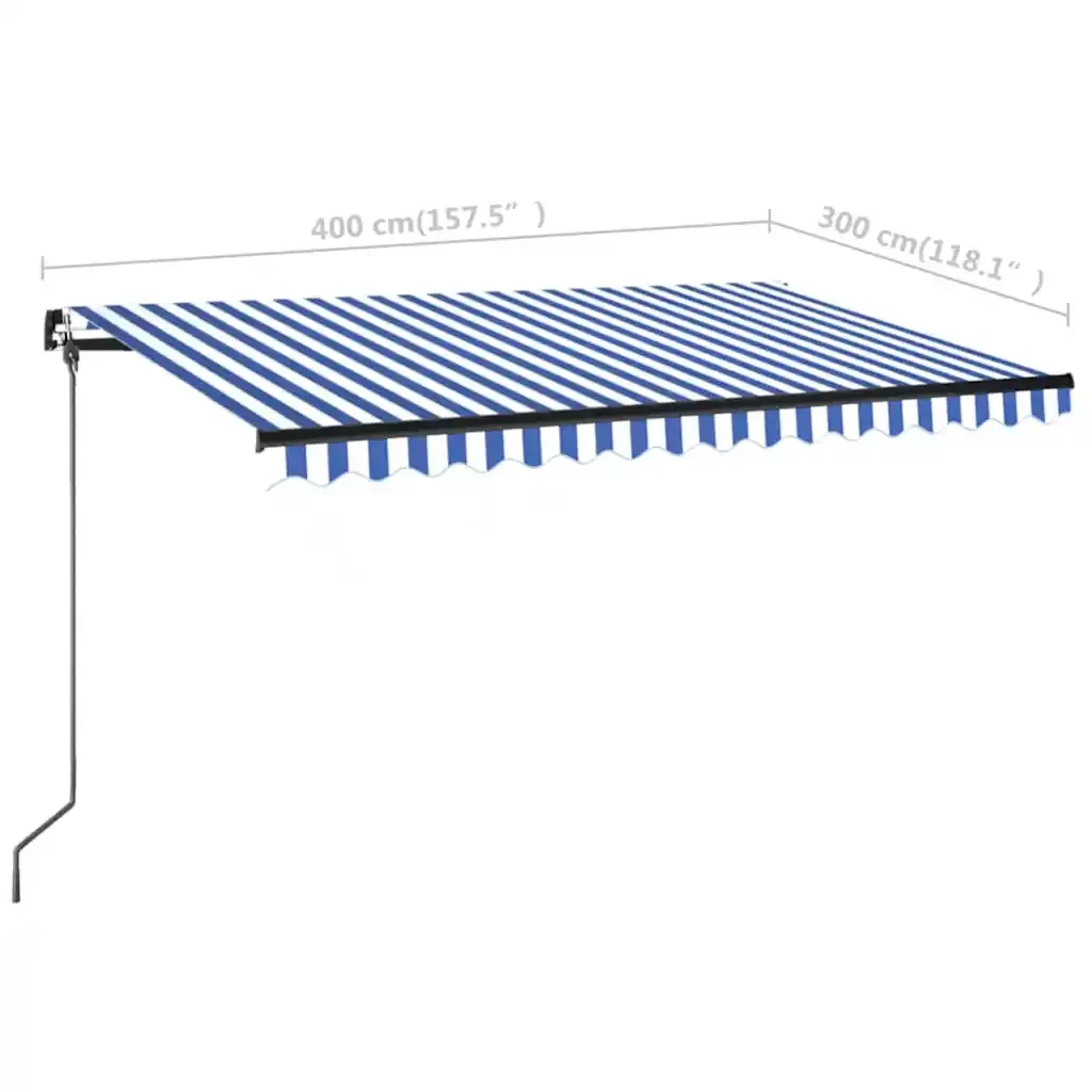 Tenda da Sole Retrattile Manuale 400x300 cm Blu e Bianca - Image 6