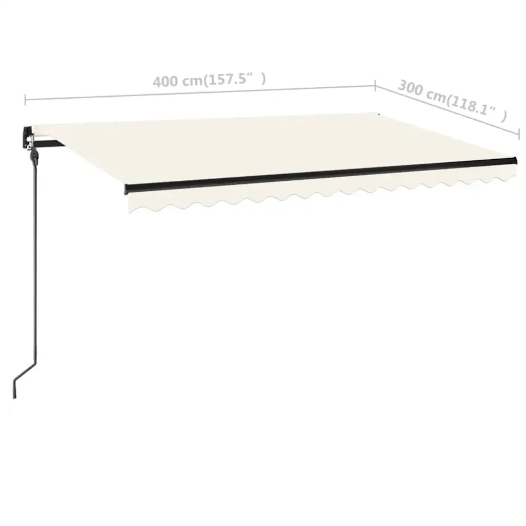 Tenda da Sole Retrattile Manuale con LED 400x300 cm Crema - Image 6