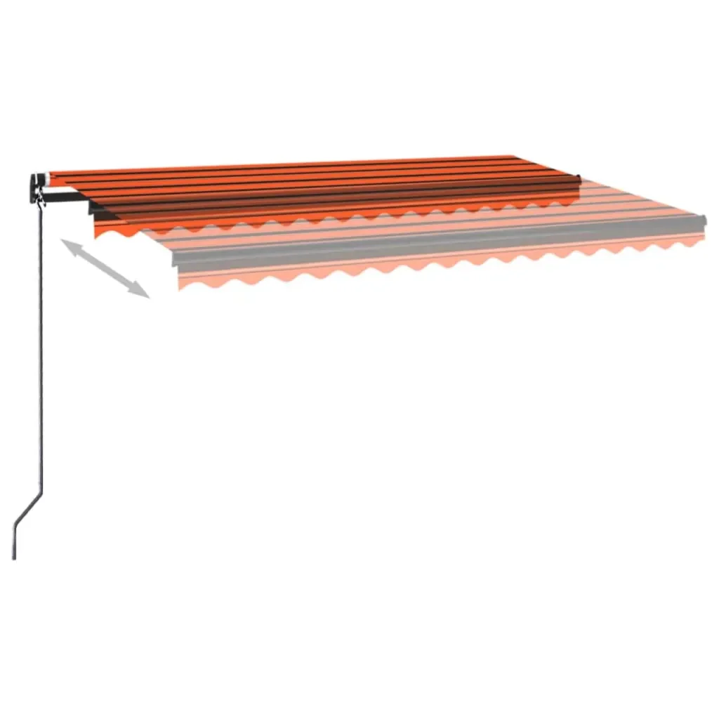Tenda da Sole Retrattile Manuale LED 400x300 cm Arancio Marrone - Image 3