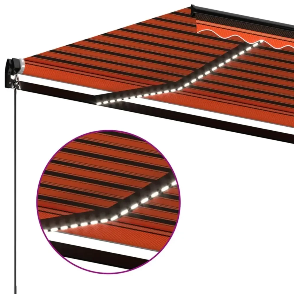 Tenda da Sole Retrattile Manuale LED 400x300 cm Arancio Marrone - Image 4