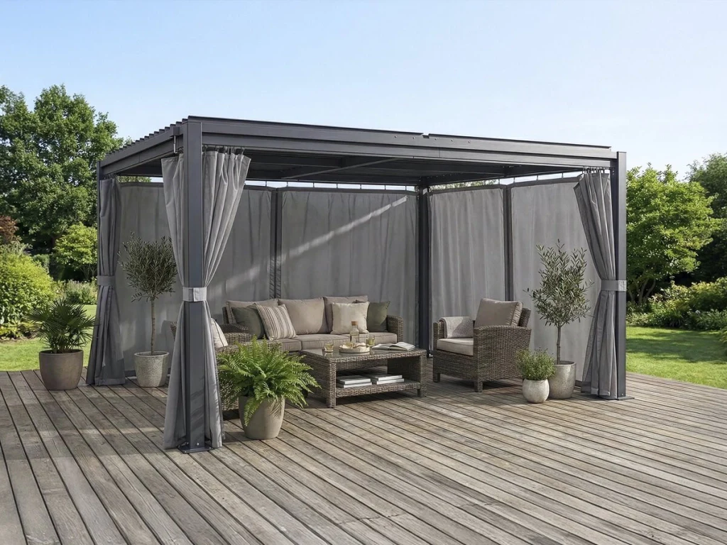 Tenda "Howard" + zanzariera per pergola bioclimatica - 3 x 4 m - Grigio - Image 2