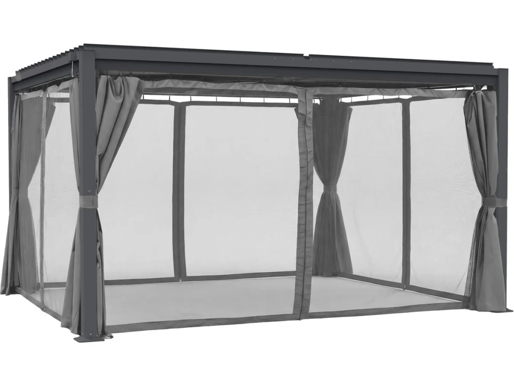 Tenda "Howard" + zanzariera per pergola bioclimatica - 3 x 4 m - Grigio - Image 5