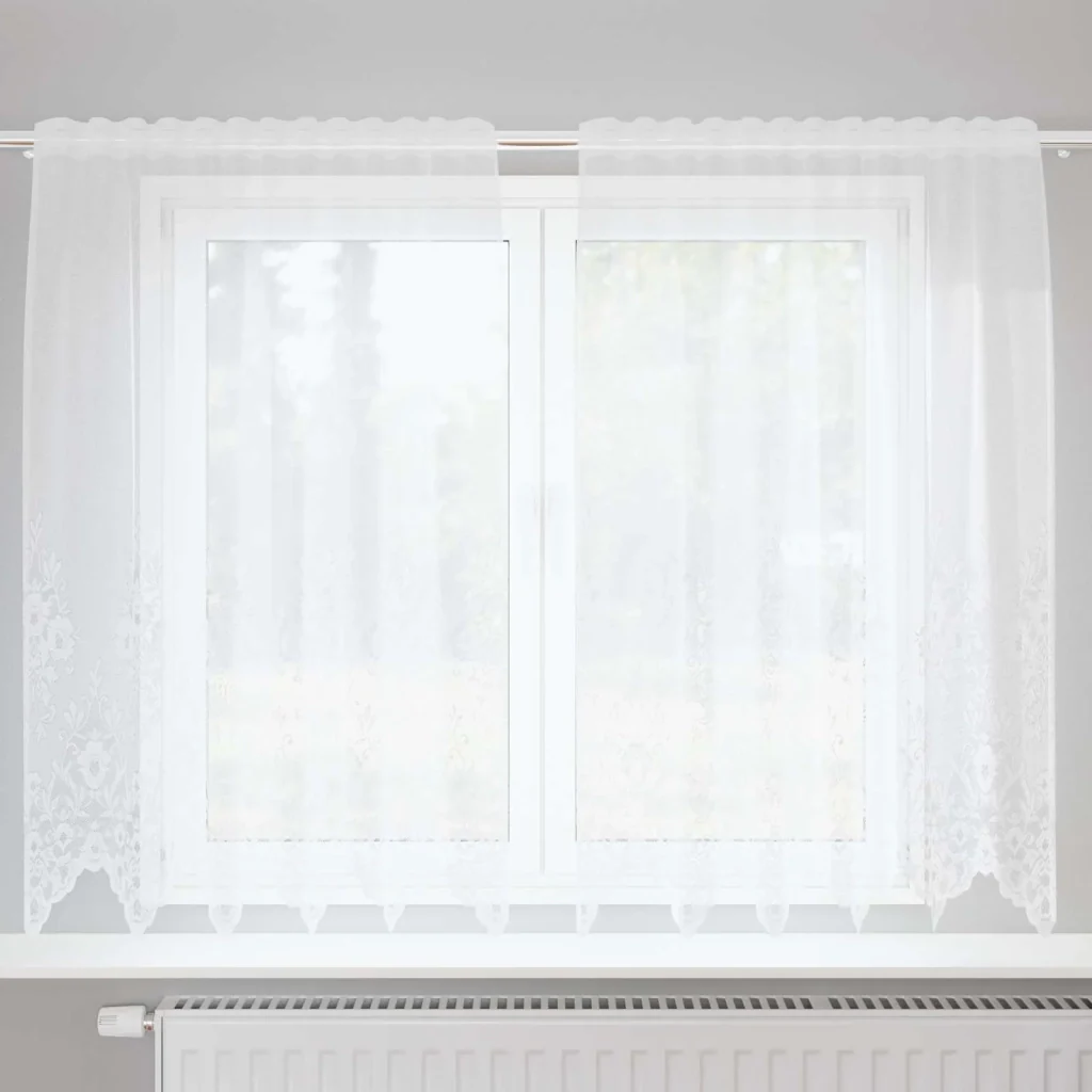 Tenda in Pizzo con tende Bianco 150 x 160 cm Poliestere 4107752