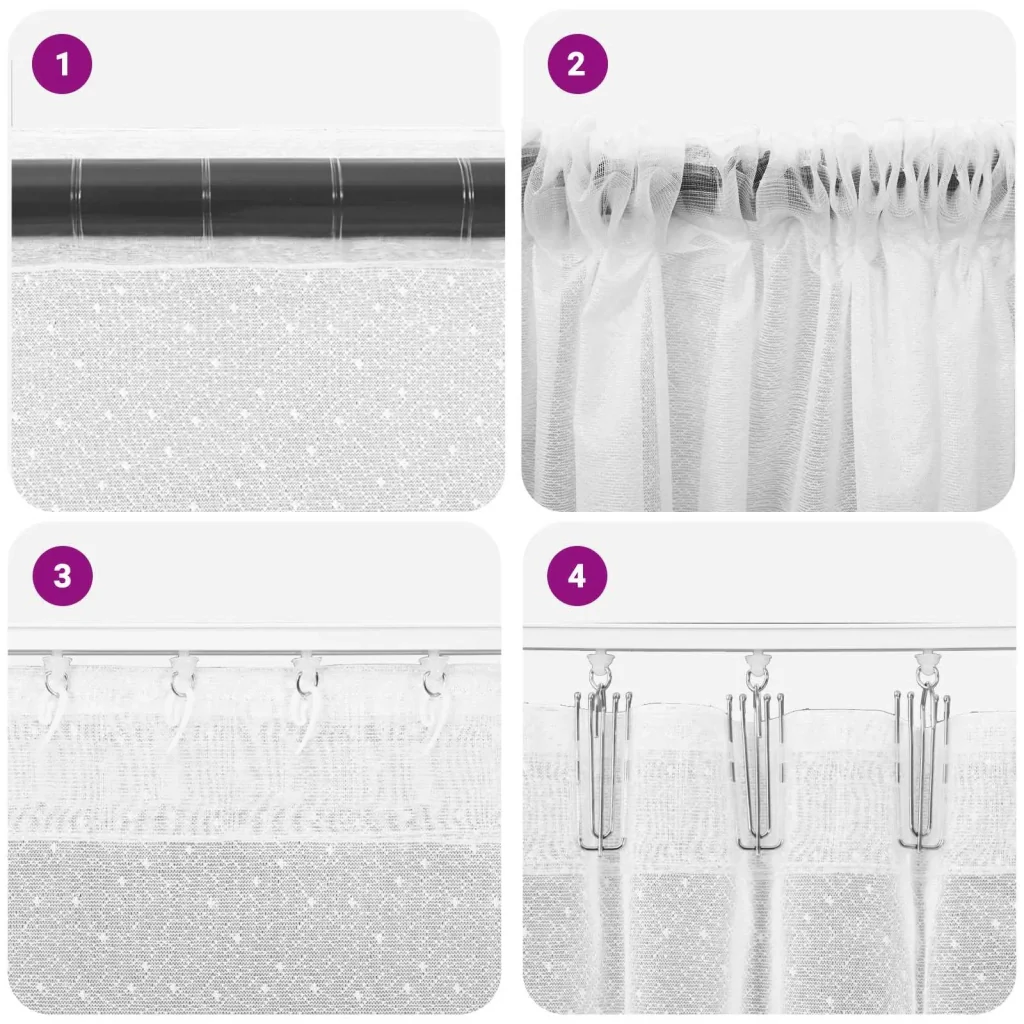 Tenda in Pizzo con tende Bianco 150 x 240 cm Poliestere 4107756 - Image 6