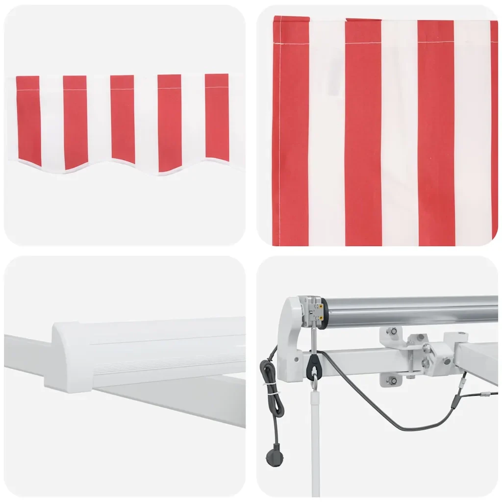 Tenda retrattile Rosso e Bianco 500 × 350 cm Poliestere 3331496 - Image 10