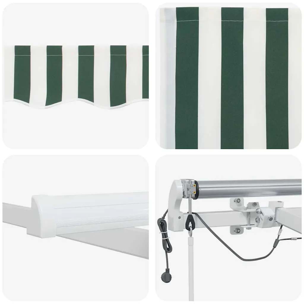 Tenda retrattile Verde e Bianco 500 × 300 cm Poliestere 3331462 - Image 10