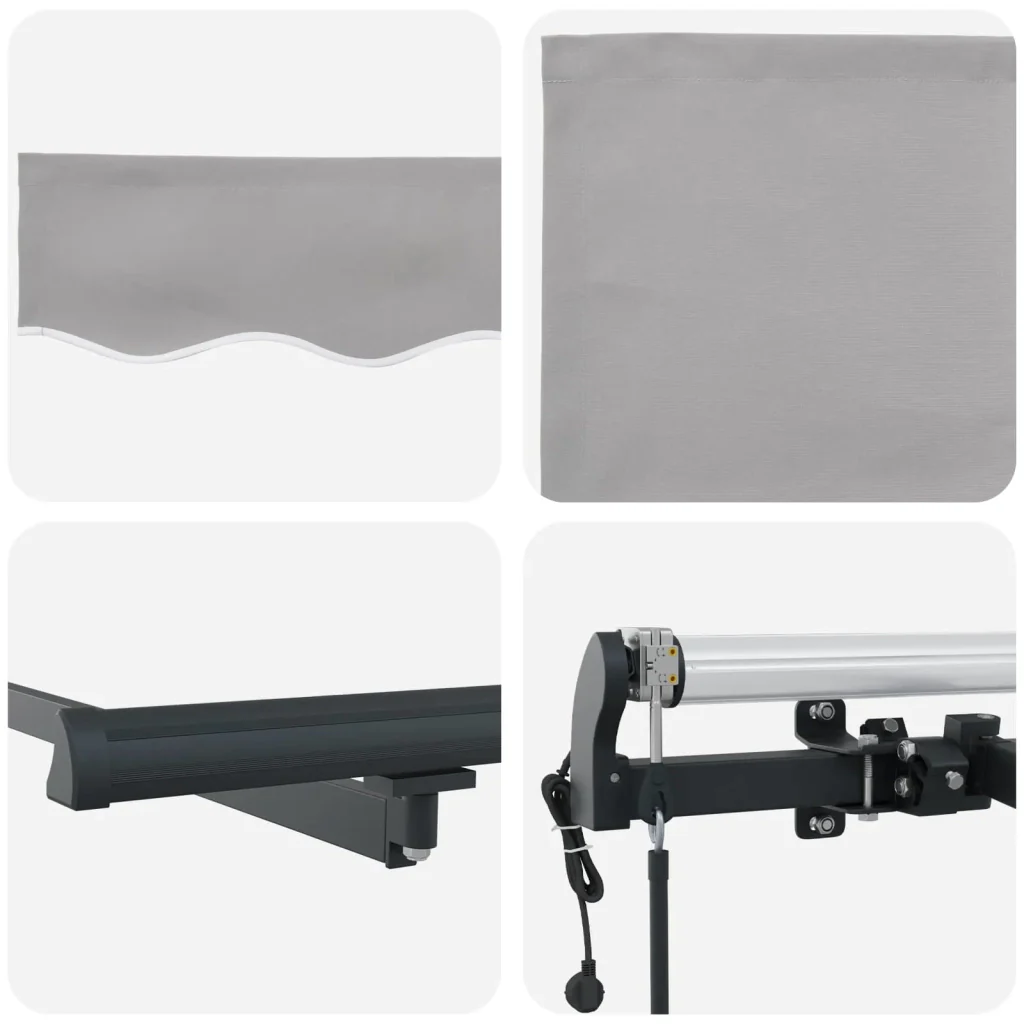 Tenda retrattile Grigio Chiaro 600 × 350 cm Tessuto e Alluminio 3331771 - Image 8