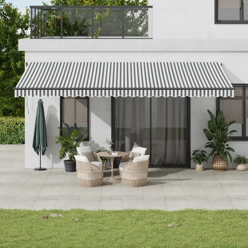Tenda Retrattile Automatica LED Antracite e Bianco 600x350 cm 3215822