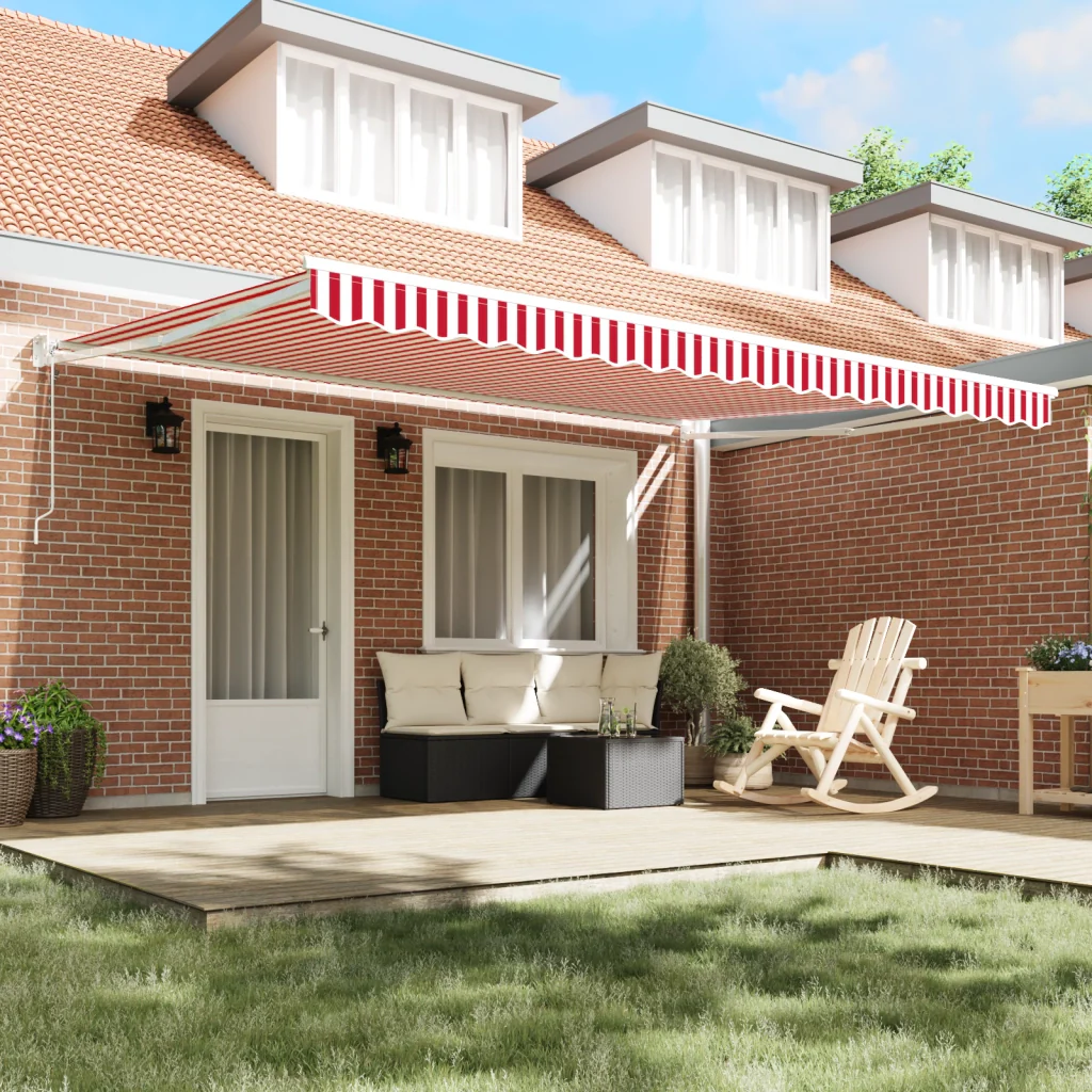 Tenda retrattile automatica strisce rosse e bianche 450x300 cm - Image 3