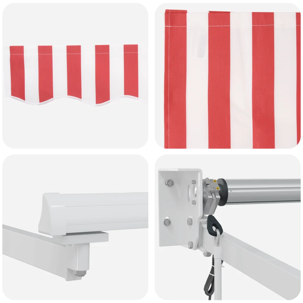 Tenda retrattile automatica strisce rosse e bianche 450x300 cm - Image 8