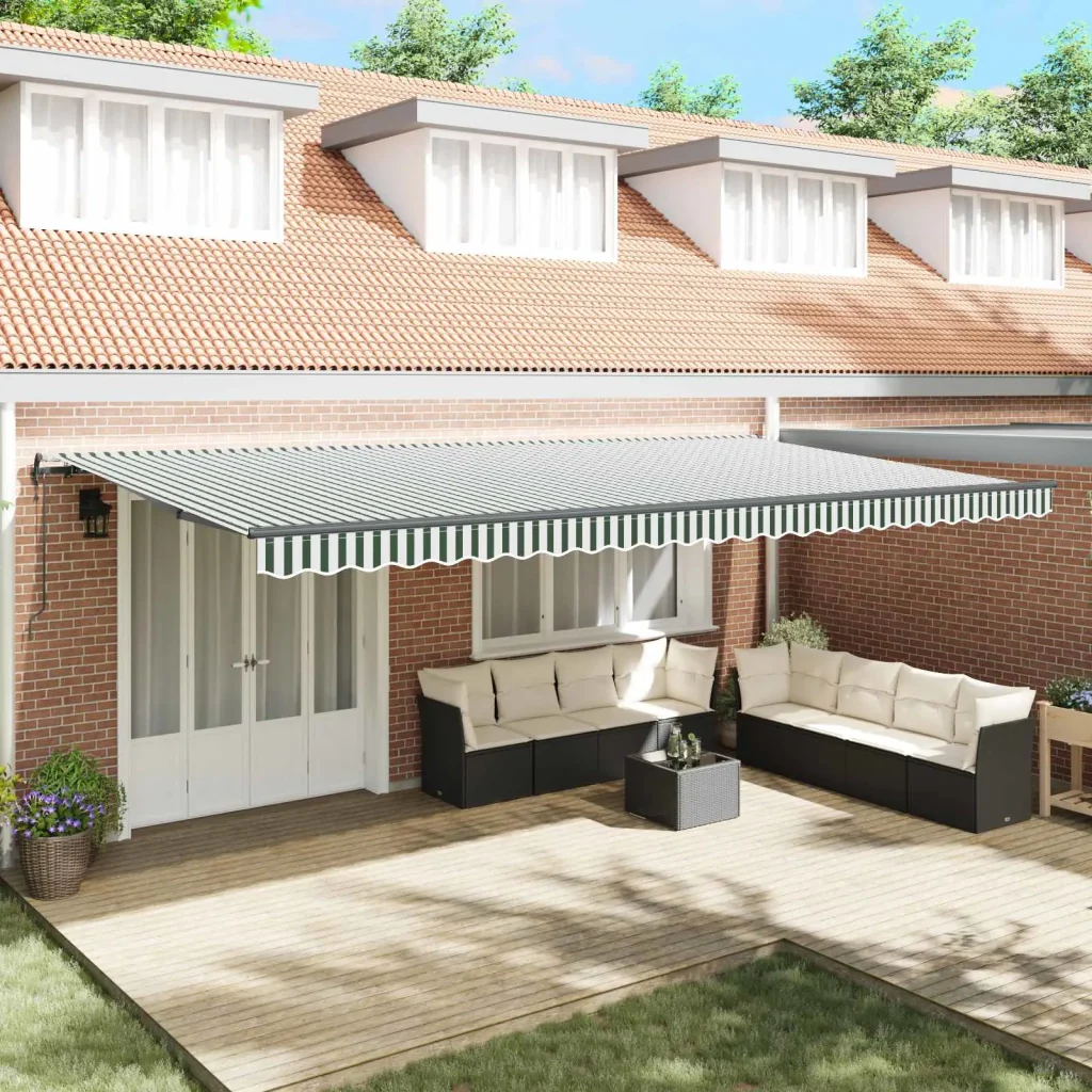 Tenda retrattile Verde e Bianco 600 × 350 cm 3331811