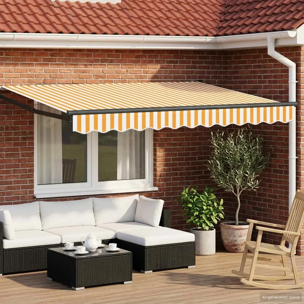 Tenda retrattile Giallo e bianco 3,5 x 2 m