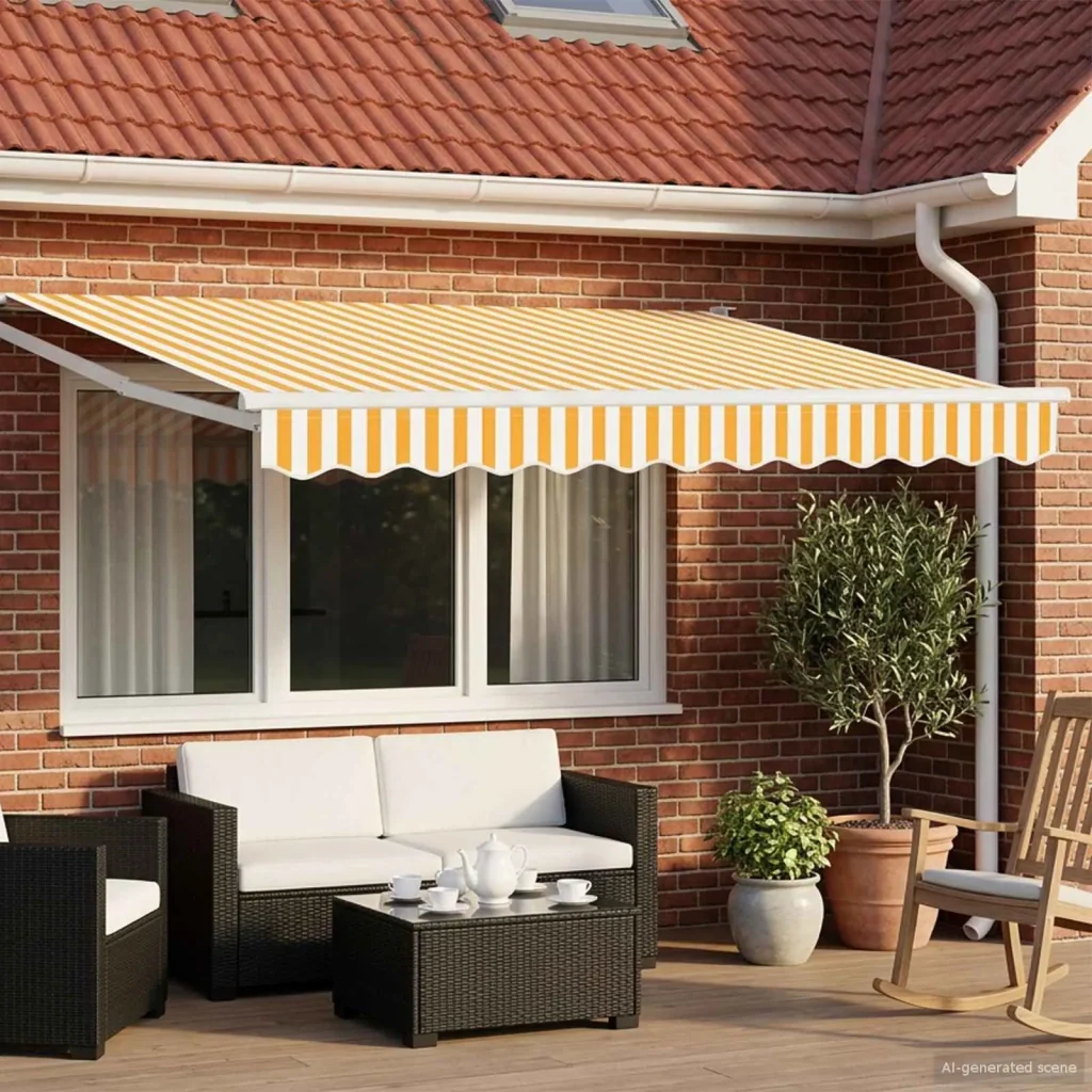 Tenda retrattile Giallo e Bianco 3,5 x 2 m 3418906