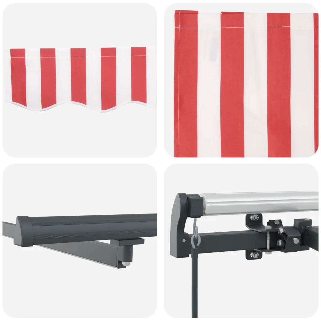 Tenda Retrattile Manuale con LED a righe rosse e bianche 450x300 cm - Image 8