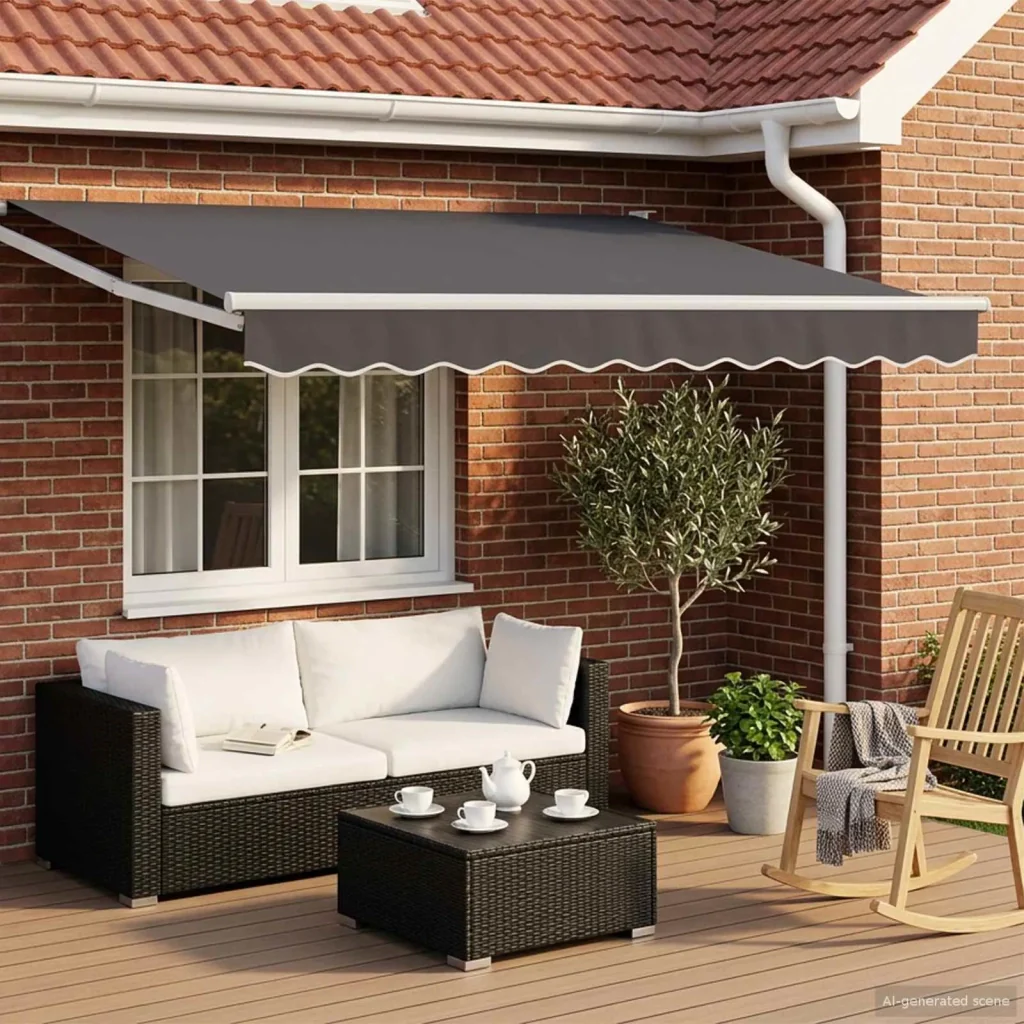 Tenda retrattile manuale con LED Antracite e Bianco 3 x 2 m