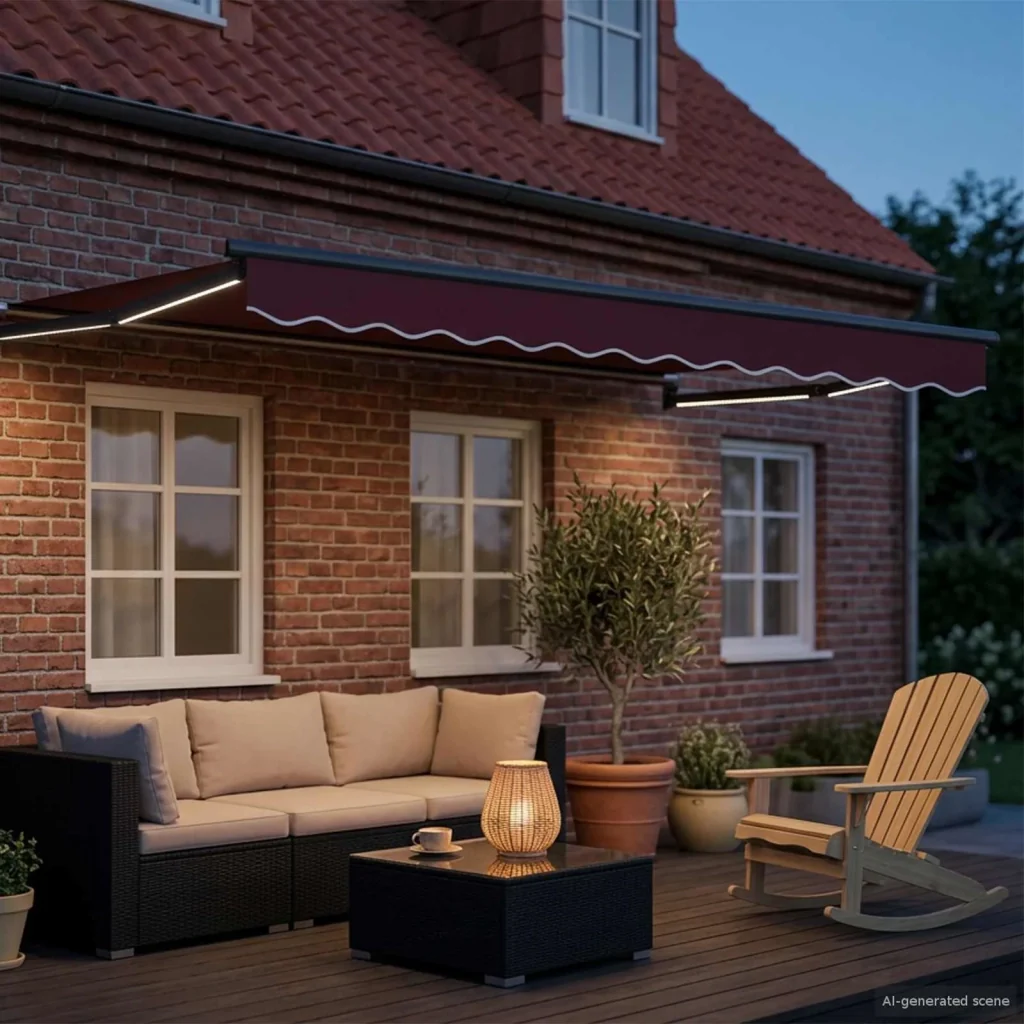 Tenda retrattile manuale con LED Borgogna e Antracite 3,5 x 2 m - Image 2