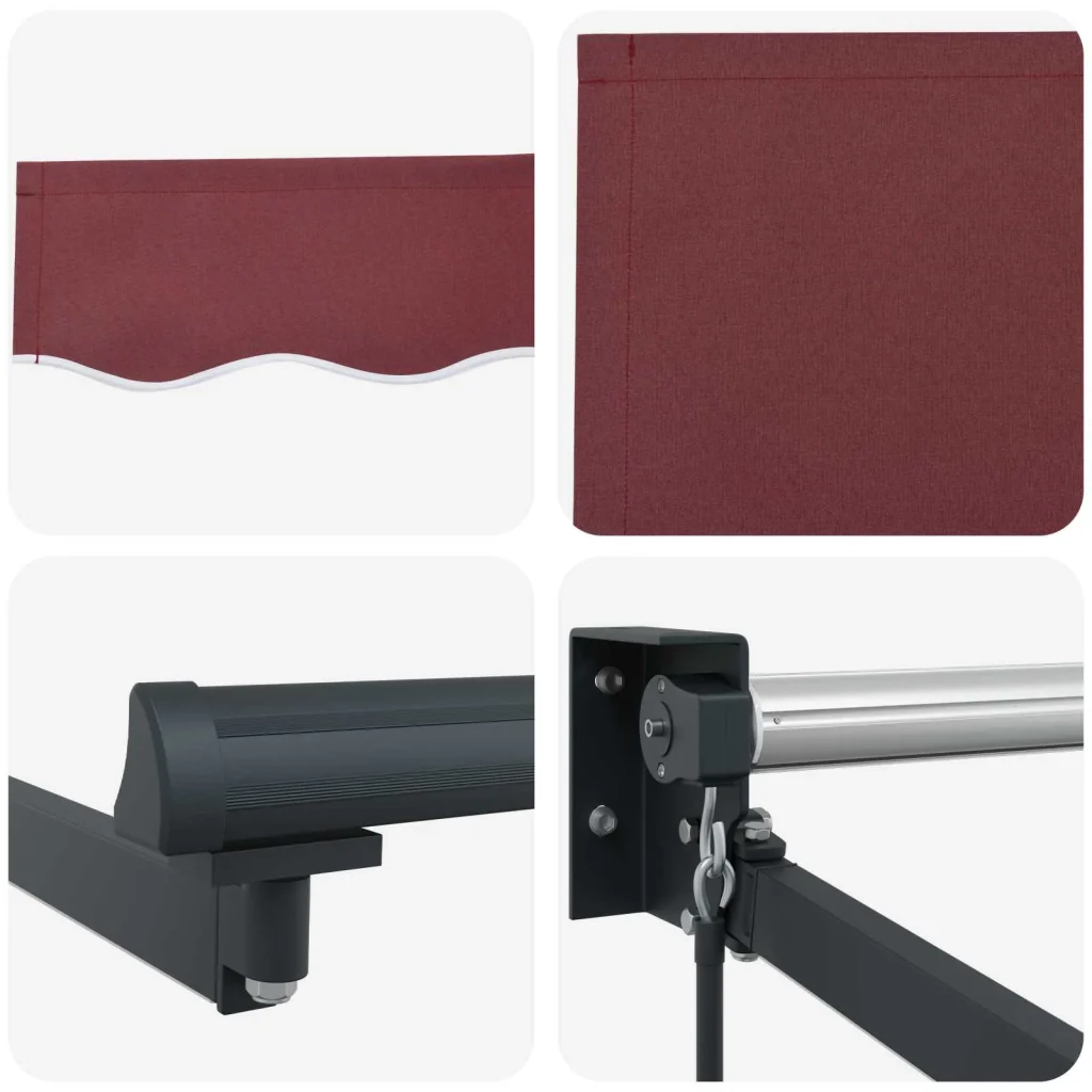 Tenda retrattile manuale con LED Borgogna e Antracite 3,5 x 2 m - Image 8