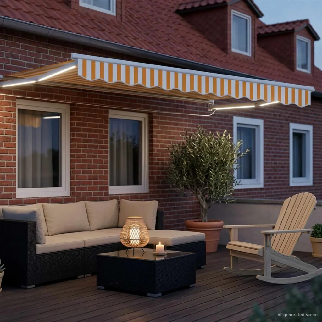 Tenda retrattile manuale con LED Giallo e Bianco 3,5 x 2 m - Image 3