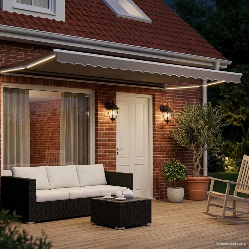 Tenda retrattile manuale con LED Grigio chiaro e bianco 4 x 2 m 3419242 - Image 3