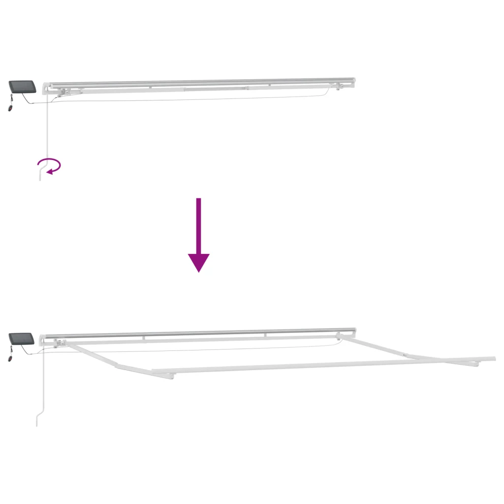 Tenda Retrattile Manuale con LED Strisce Rosse e Bianche 450x300 cm - Image 10