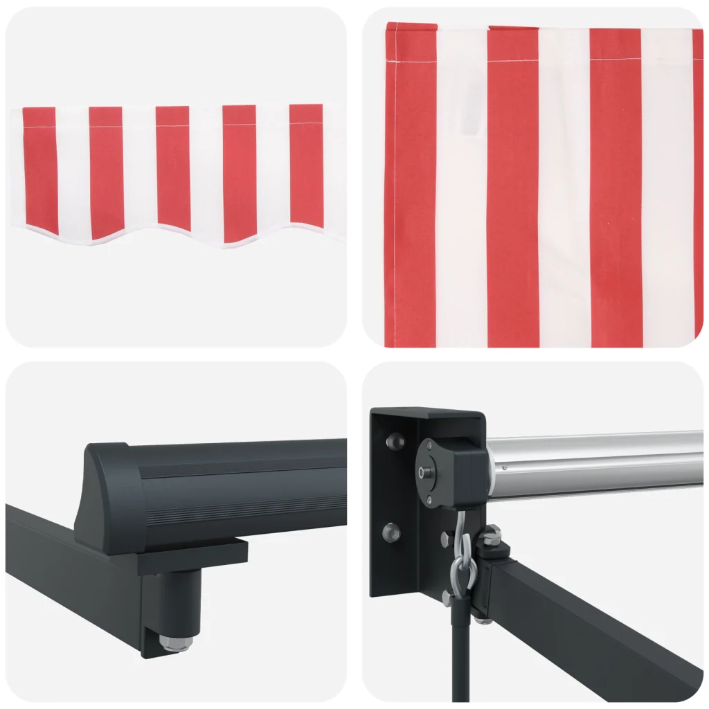 Tenda Retrattile Manuale Strisce Rosse e Bianche 450x300 cm - Image 8