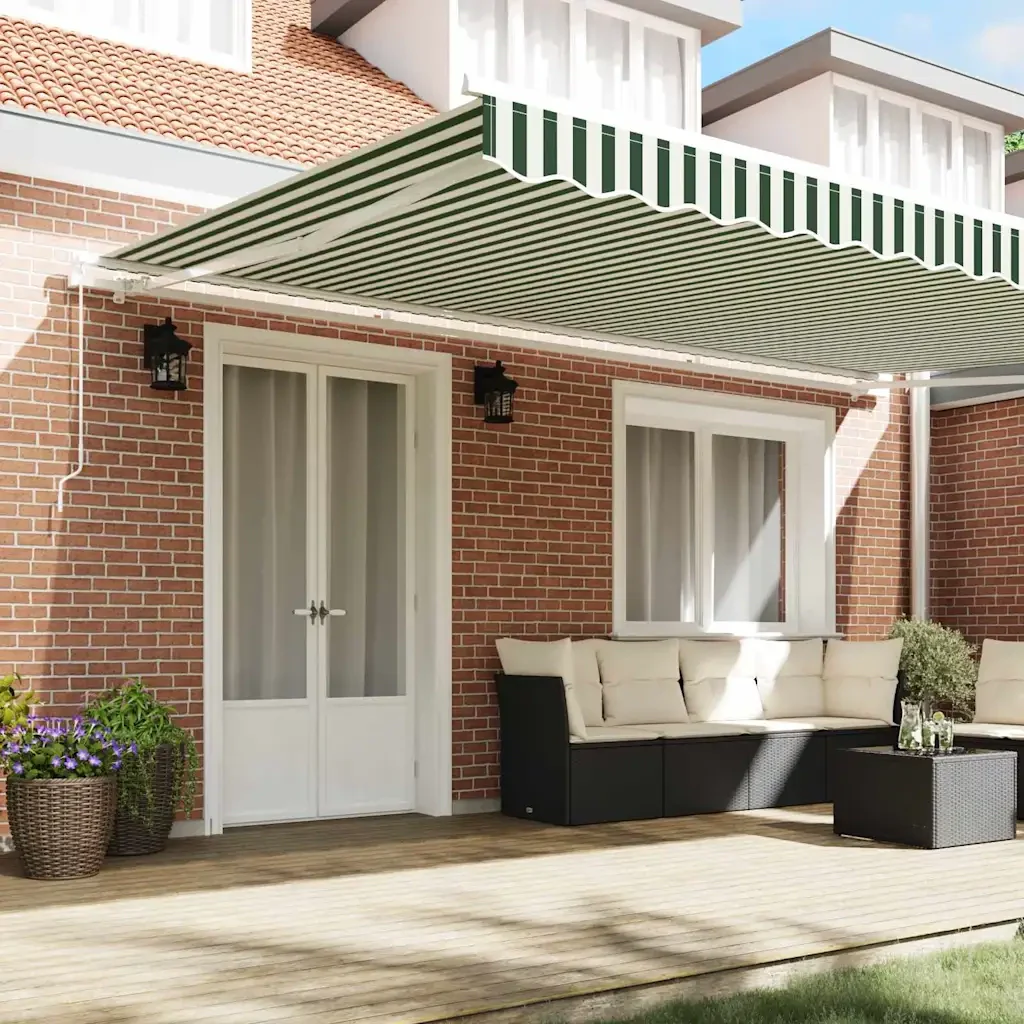 Tenda retrattile Verde e Bianco 500 × 300 cm 3331459 - Image 3