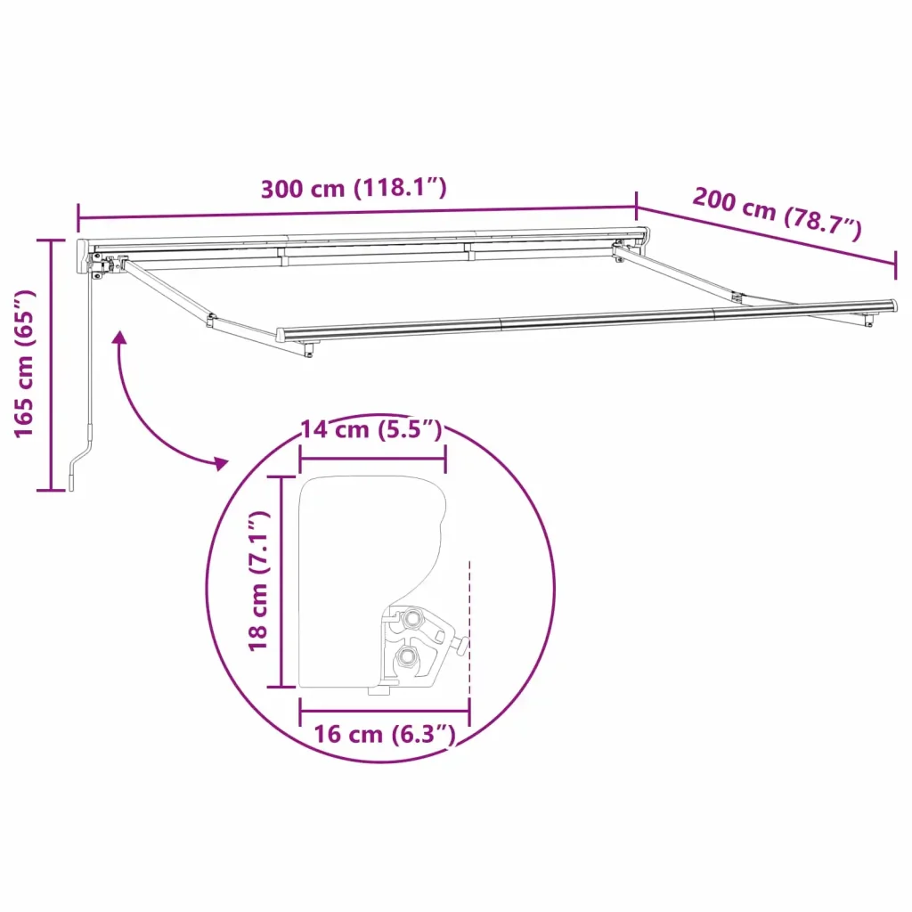Tenda retrattile manuale Verde e Bianco 3 x 2 m 3420400 - Image 10