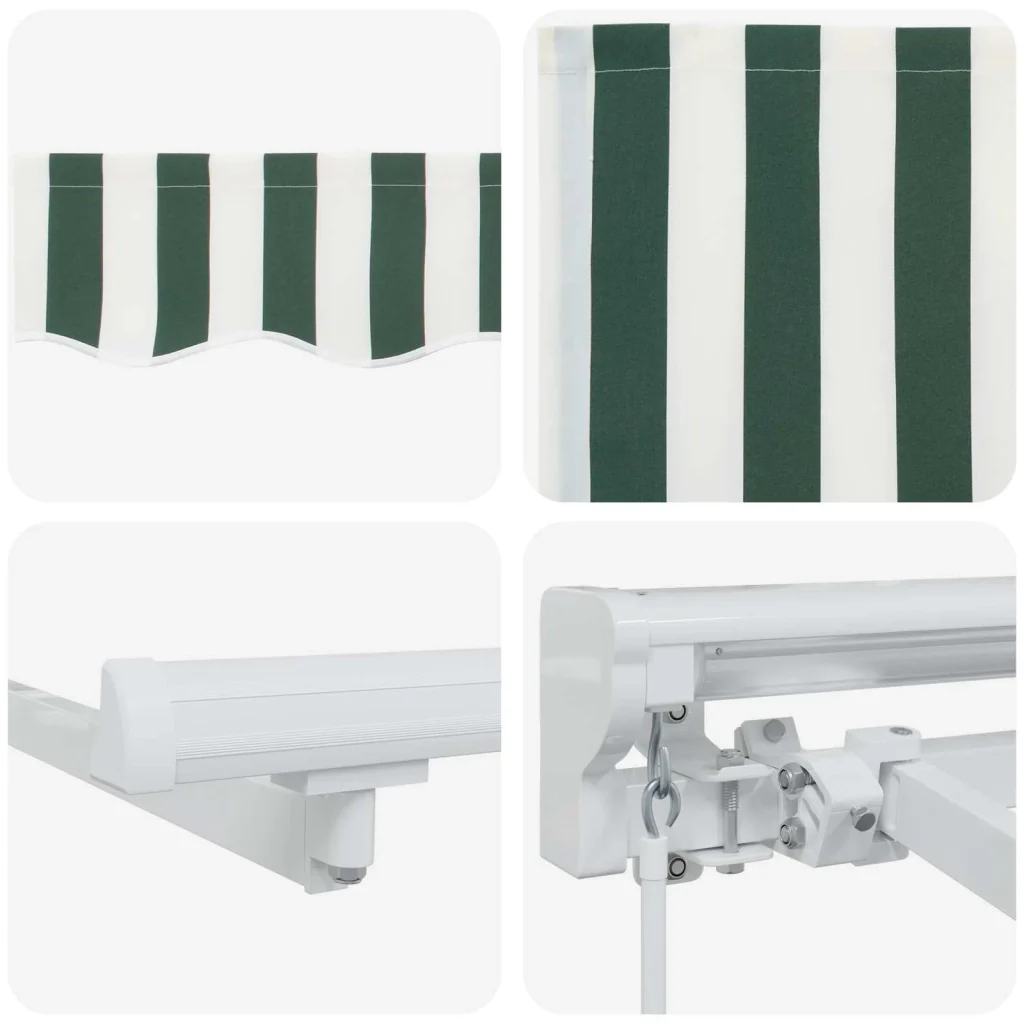 Tenda retrattile manuale Verde e Bianco 5 x 3 m 3420343 - Image 7