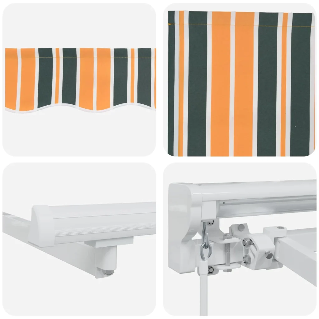 Tenda retrattile manuale Verde e Giallo 4,5 × 3 m - Image 4