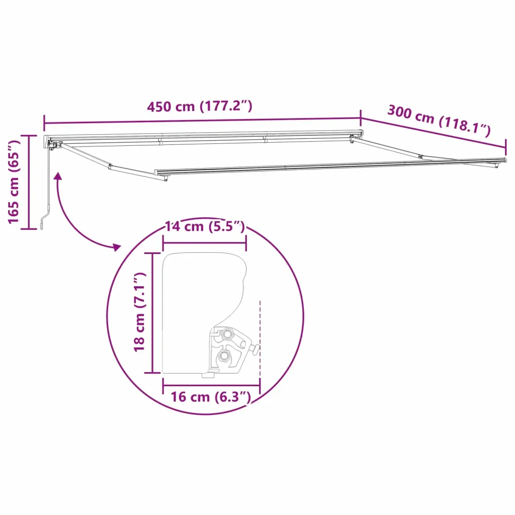 Tenda retrattile manuale Verde e Giallo 4,5 × 3 m - Image 7