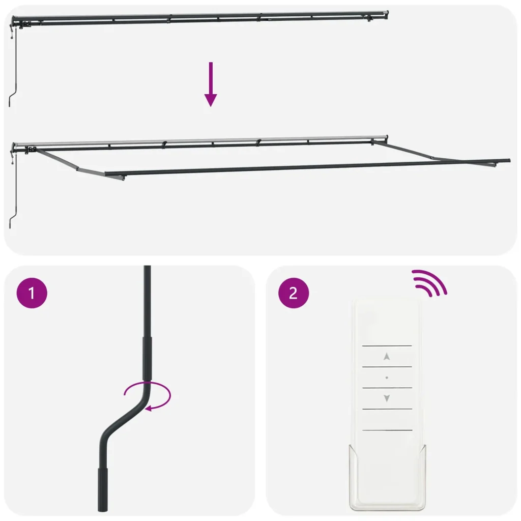 Tenda retrattile Multicolore 600 × 350 cm Tessuto e Alluminio 3331731 - Image 9