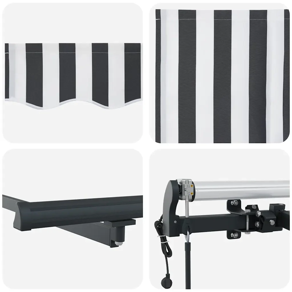 Tenda Sole Retrattile Automatica Antracite e Bianco 500x300 cm 3310240 - Image 10