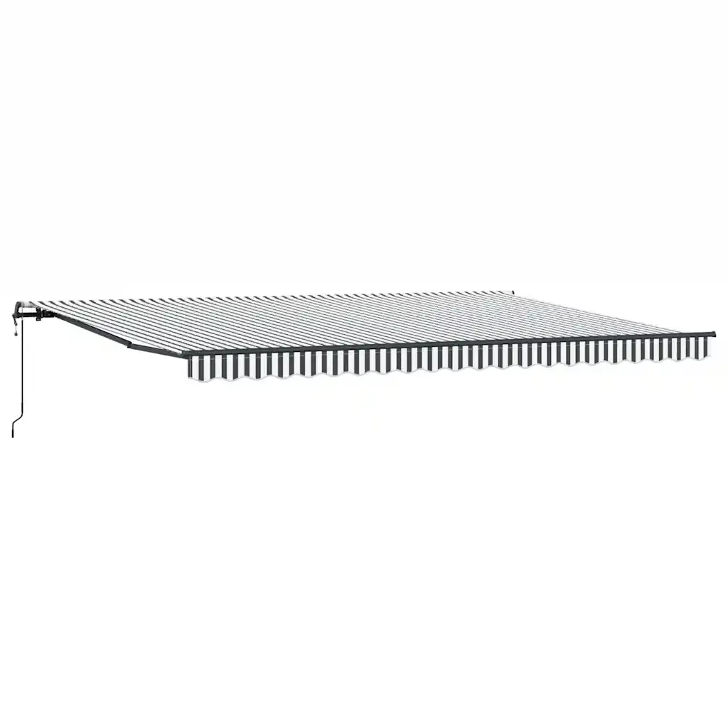 Tenda Sole Retrattile Automatica Antracite e Bianco 500x300 cm 3310240 - Image 2