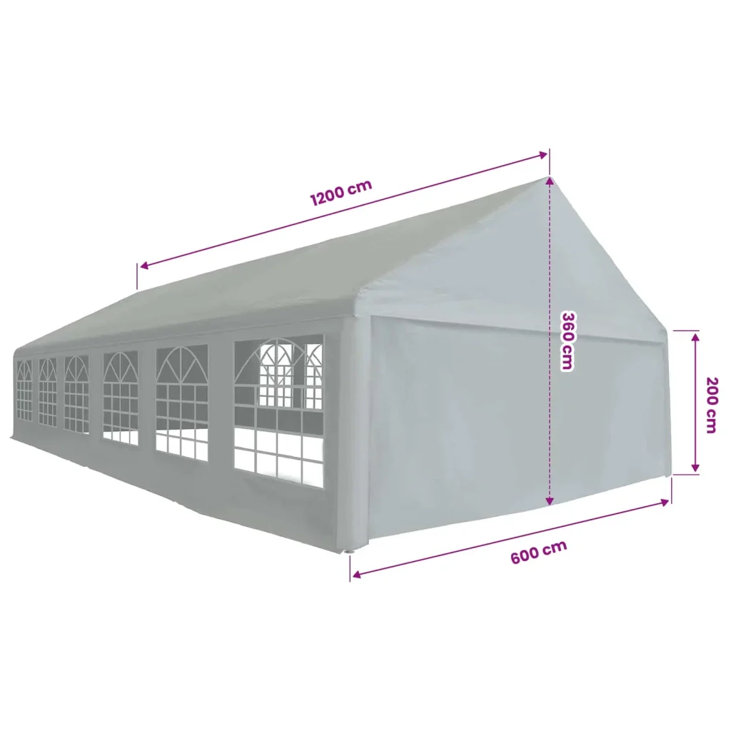 Tessuto per tenda senza struttura Grigio 12 x 6 m PE - Image 7