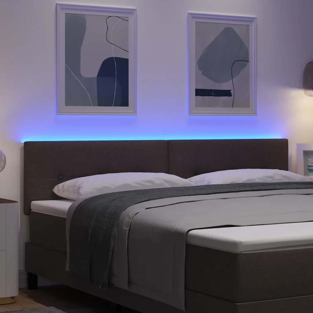 Testiera LED con strisce LED Marrone Scuro 180 cm Tessuto 3338151 - Image 4
