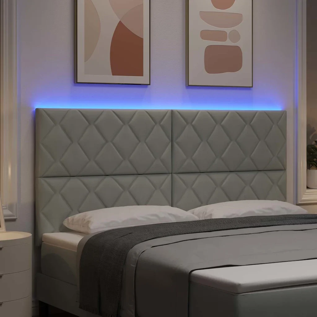 Testiera LED Grigio chiaro 180 cm Velluto 3338547 - Image 4