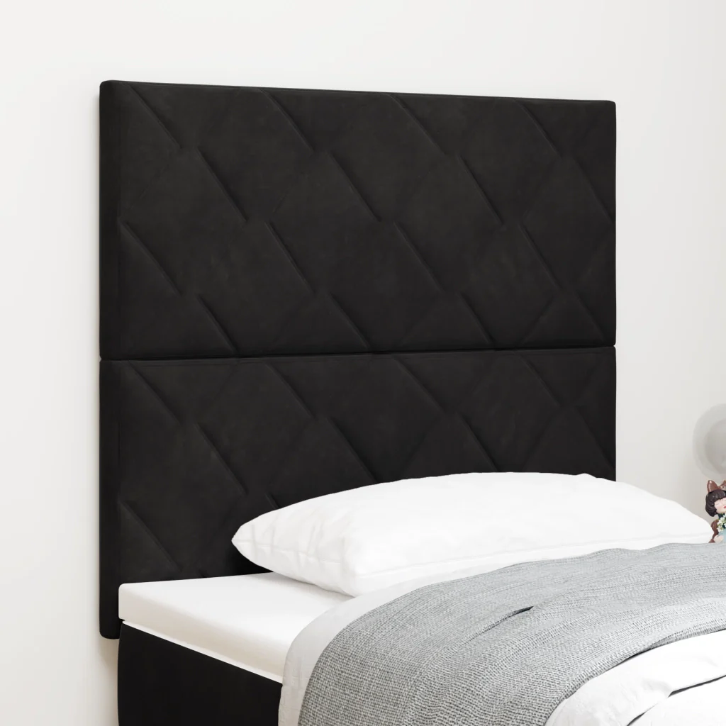 Testata LED Design a Blocchi di Diamante Nera 100 cm Velluto
