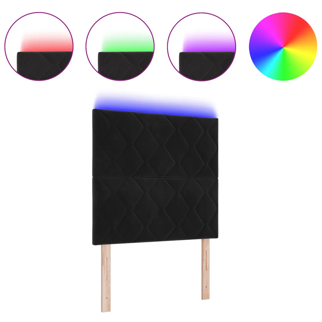 Testata LED Design a Blocchi di Diamante Nera 100 cm Velluto - Image 3