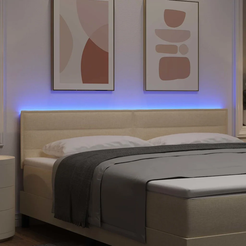 Testiera LED con strisce LED con testiera Crema 180 cm Tessuto 3338004 - Image 4