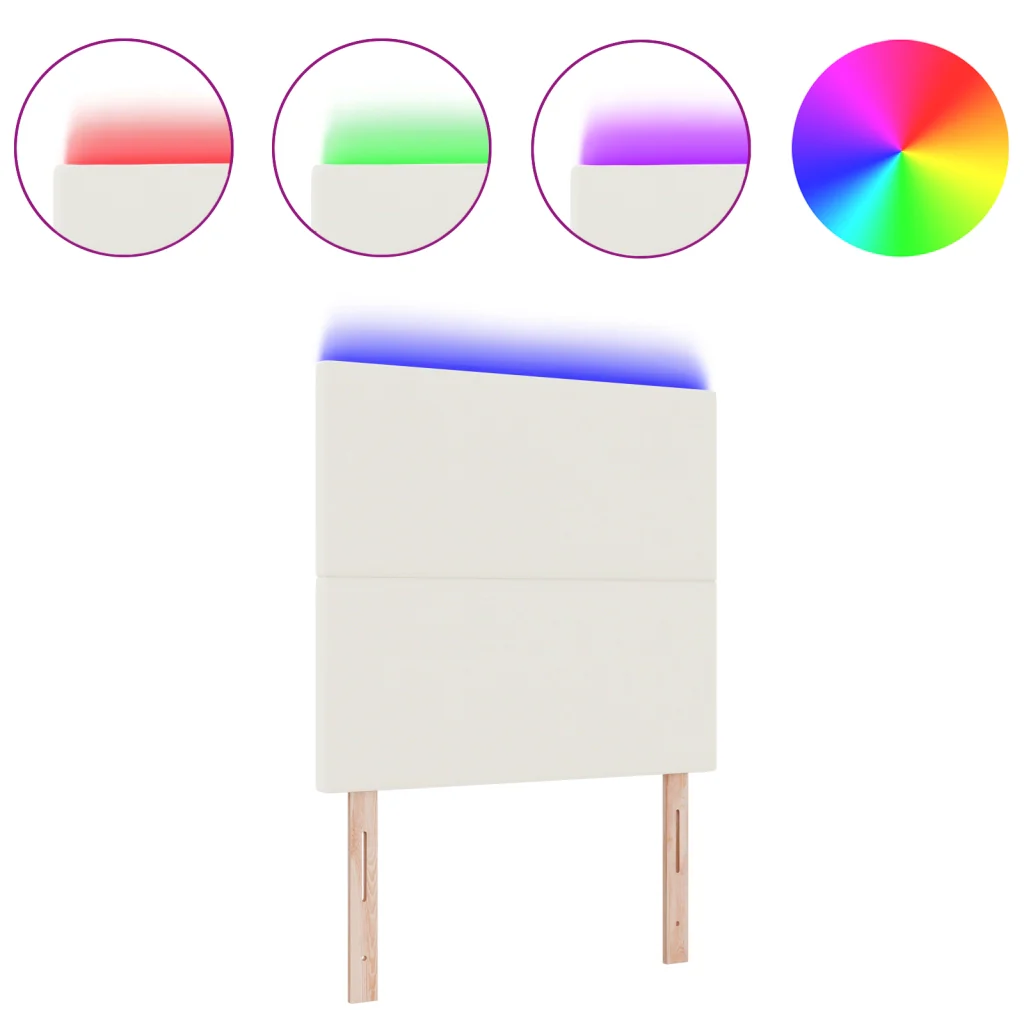 Testata LED  in Crema 90 cm in Tessuto Velluto - Image 3