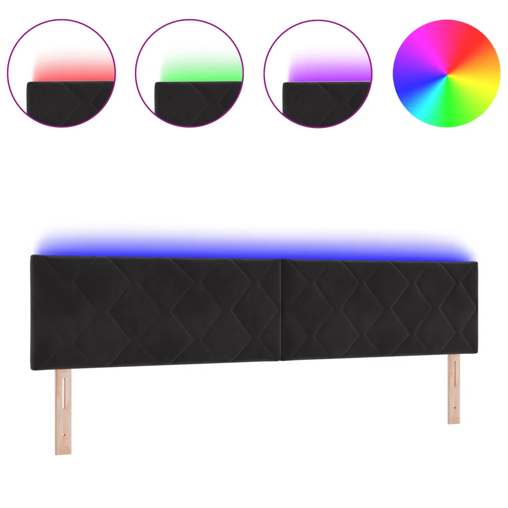 Testata LED Nera Set di 2 Nera Microfibra Grande Moderna - Image 3