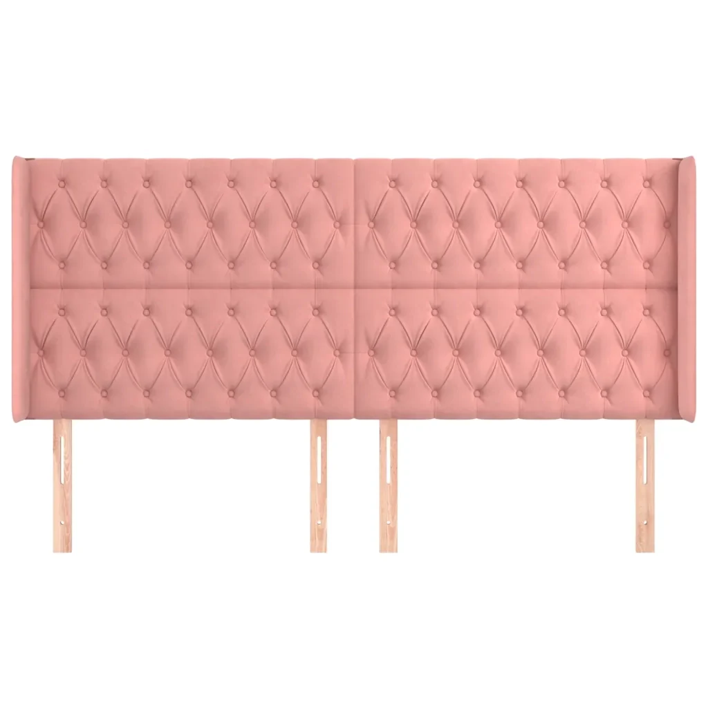 Testiera ad Orecchio Rosa 183x16x118/128 cm in Velluto - Image 3