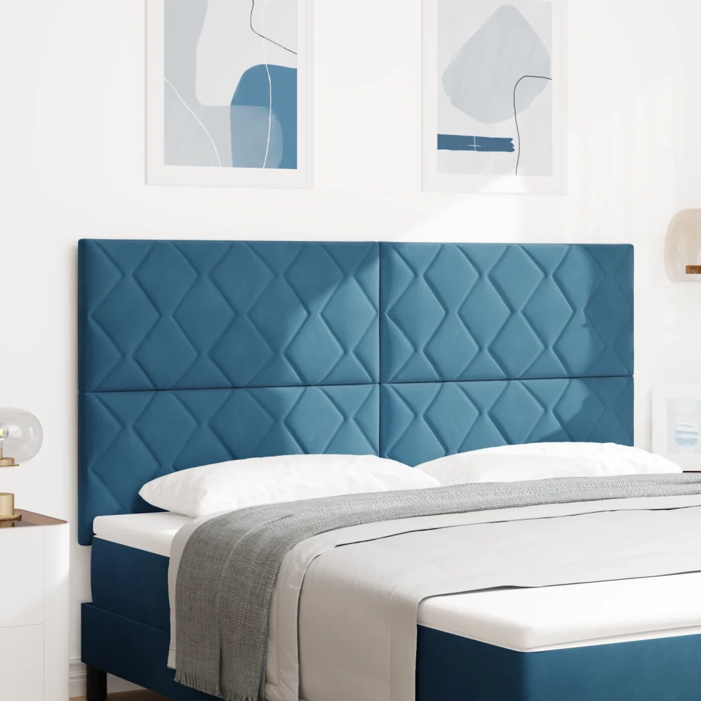 Testiera Design a Blocchi di Diamante Blu Scuro 180 cm Velluto