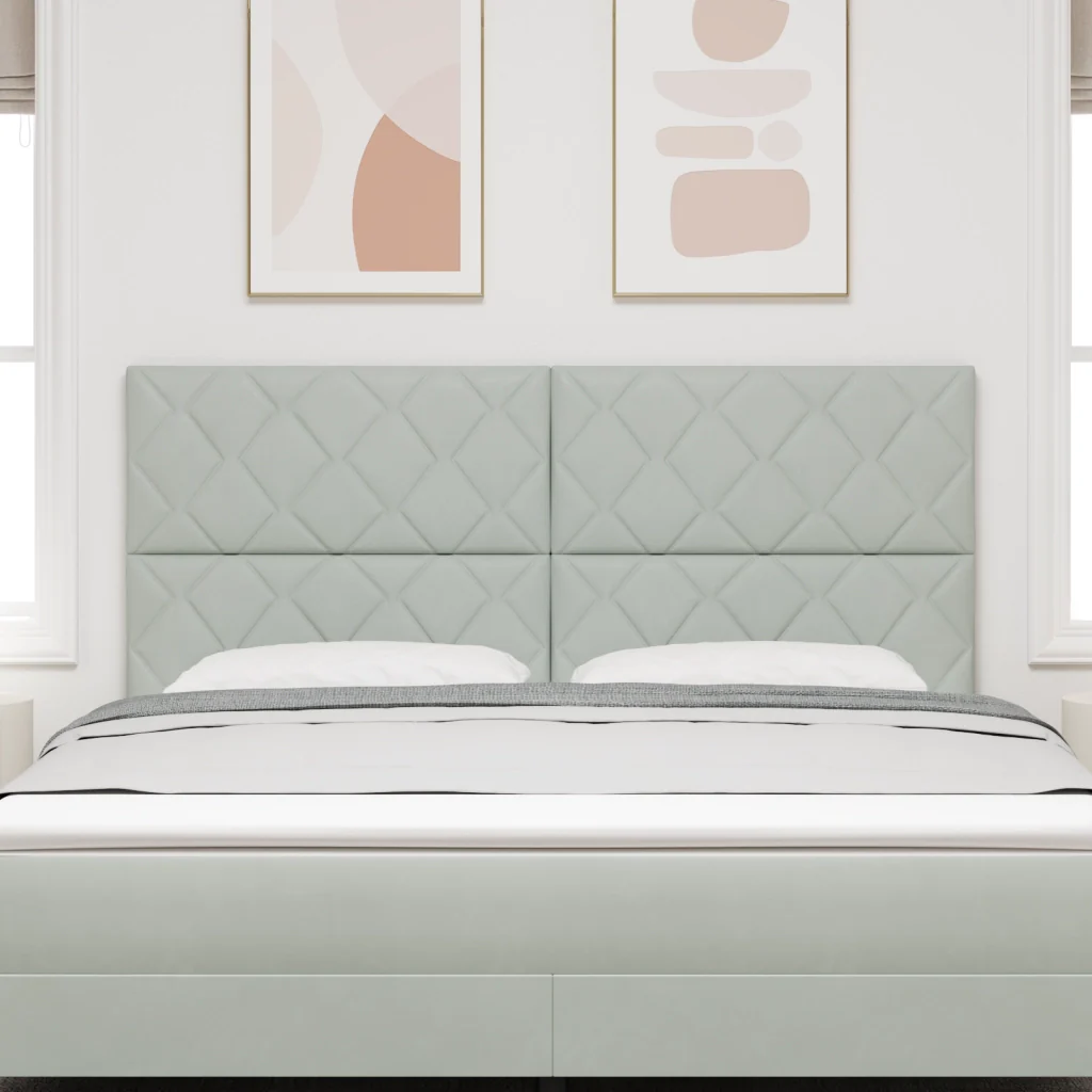 testiera Design a Blocchi di Diamante Grigia Chiara 180 cm in Velluto - Image 3