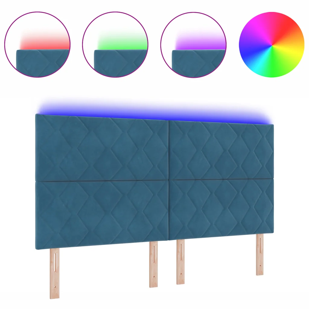 Testiera LED Design a Blocchi di Diamante Blu Scuro 180 cm Velluto - Image 3