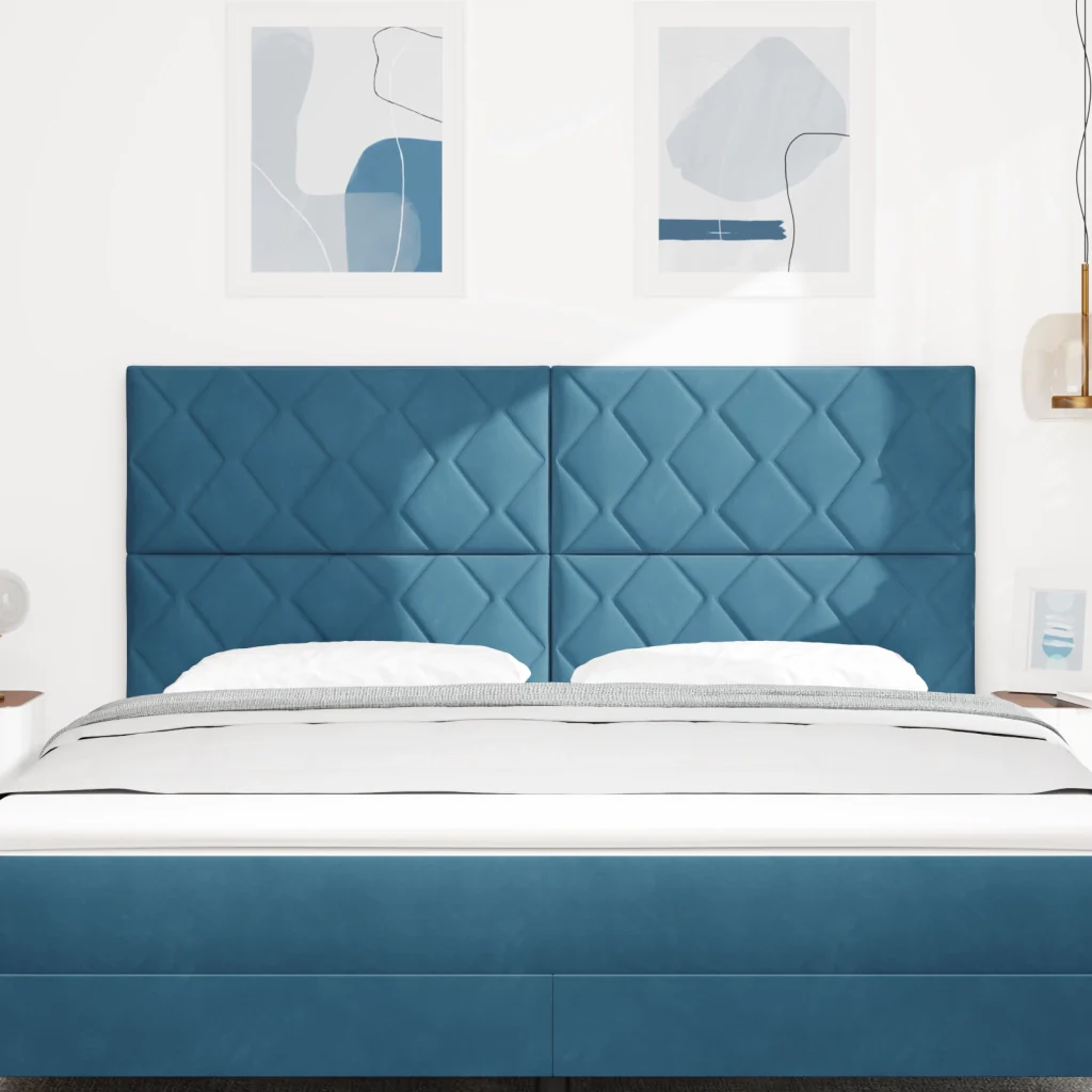Testiera LED Design a Blocchi di Diamante Blu Scuro 180 cm Velluto - Image 4