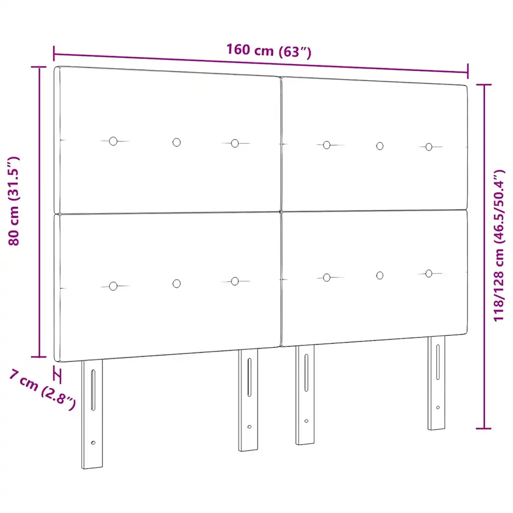 Testiera LED con strisce LED Nero 160 cm Velluto 3338445 - Image 10