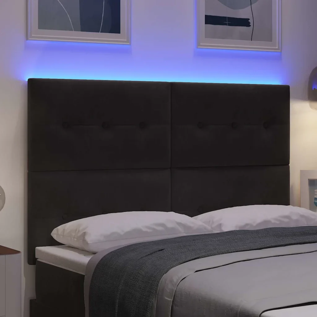 Testiera LED con strisce LED Nero 160 cm Velluto 3338445 - Image 4